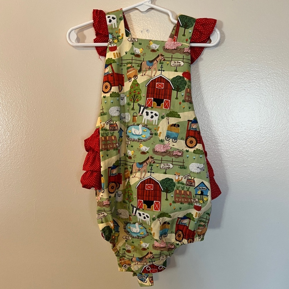 Ricrac & Ruffles Bubble, 24 months/2T, Farm